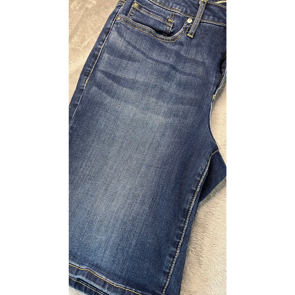 Seven7 Bermuda Denim Shorts Dark Wash Stretch Blue Womens 12 Knee Length